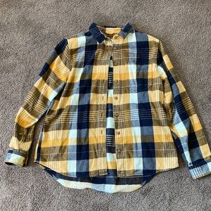 L.L. Bean Yellow and Blue Plaid flannel
